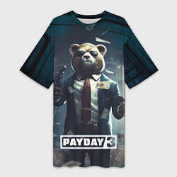 Футболка женская длинная Payday 3 bear, цвет: 3D-принт