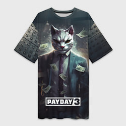 Женская длинная футболка Pay day 3 cat