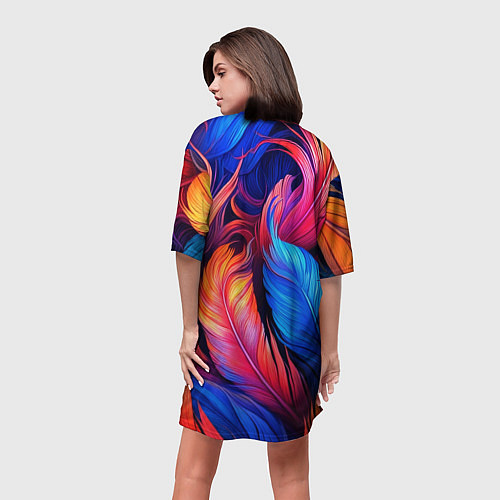 Женская длинная футболка Экзотические перья / 3D-принт – фото 4