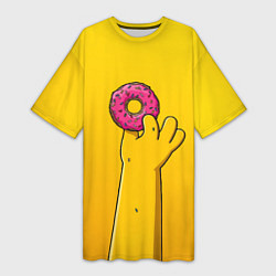 Женская длинная футболка Гомер и пончик