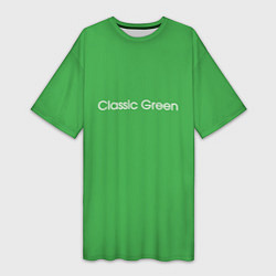 Футболка женская длинная Classic Green, цвет: 3D-принт