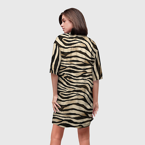 Женская длинная футболка Шкура зебры и белого тигра / 3D-принт – фото 4