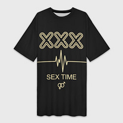 Футболка женская длинная Sex Time, цвет: 3D-принт