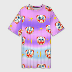 Футболка женская длинная Узор с Клоунами, цвет: 3D-принт