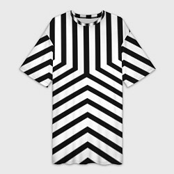 Женская длинная футболка Черно-белые полосы в узоре