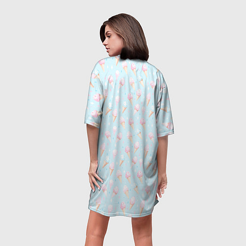 Женская длинная футболка Цветное мороженое в пастельных цветах / 3D-принт – фото 4