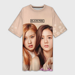 Футболка женская длинная Blackpink Jisoo and Rose, цвет: 3D-принт