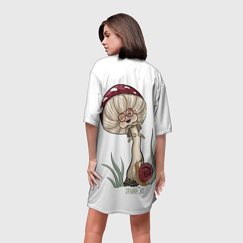 Женская длинная футболка Хохочущий мухомор / 3D-принт – фото 4