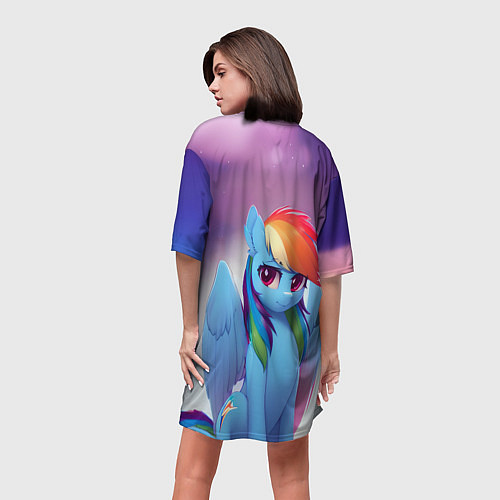 Женская длинная футболка Пони Рейнбоу Дэш / 3D-принт – фото 4