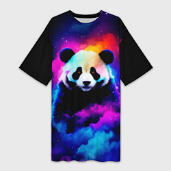 Женская длинная футболка Панда и краски