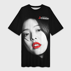 Женская длинная футболка Blackpink Jennie Red lips