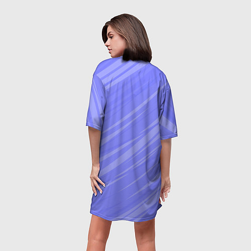 Женская длинная футболка Диагональные полосы сиреневый / 3D-принт – фото 4