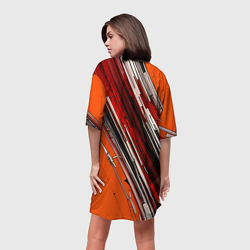 Женская длинная футболка Киберпанк модерн линии / 3D-принт – фото 4