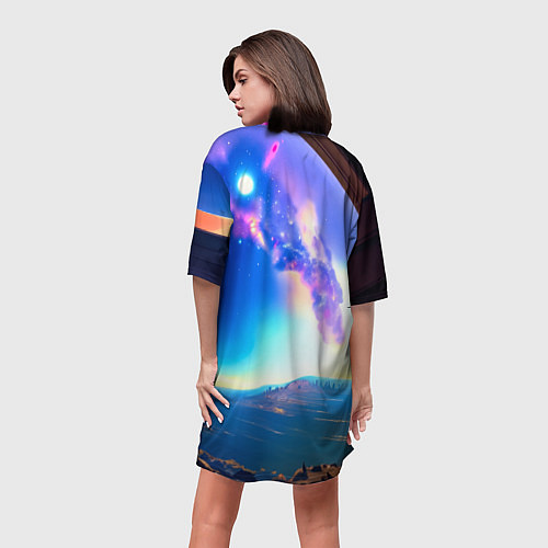 Женская длинная футболка Девушка в спиральном тоннеле / 3D-принт – фото 4