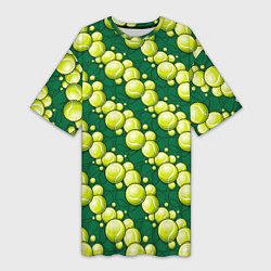 Футболка женская длинная Большой теннис - мячики, цвет: 3D-принт