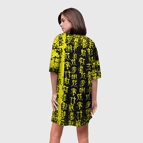 Женская длинная футболка Ребекка в куртке самурая - Киберпанк / 3D-принт – фото 4