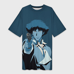 Футболка женская длинная Spike Spiegel blue, цвет: 3D-принт