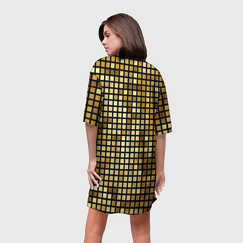 Женская длинная футболка Золотой диско шар и золотая мозаика / 3D-принт – фото 4