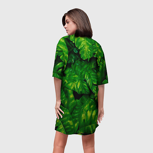 Женская длинная футболка Маленькая обезьянка в листьях / 3D-принт – фото 4