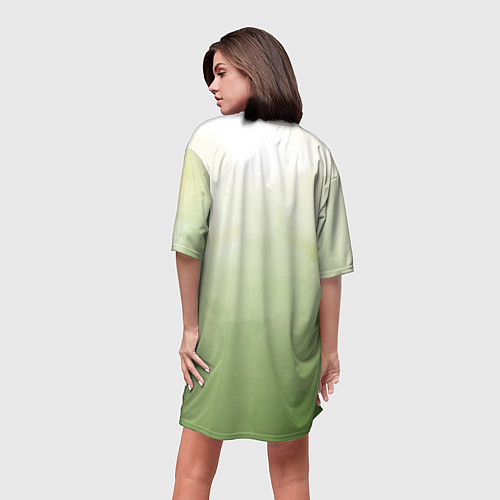Женская длинная футболка Абстрактный лаймовый акварельный фон / 3D-принт – фото 4