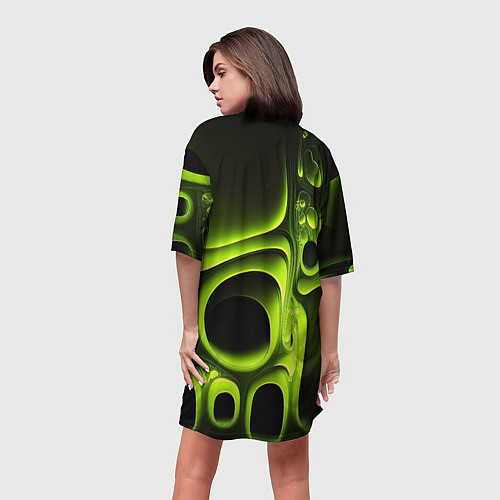 Женская длинная футболка Зеленая кислотная абстракция / 3D-принт – фото 4