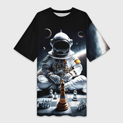 Женская длинная футболка Космонавт и шахматы