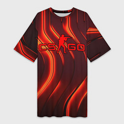 Футболка женская длинная CS GO red neon, цвет: 3D-принт