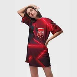 Футболка женская длинная Красный герб РФ, цвет: 3D-принт — фото 2
