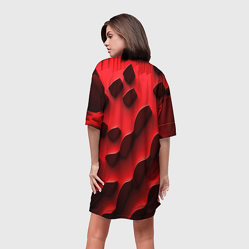 Женская длинная футболка CS GO black red abstract / 3D-принт – фото 4