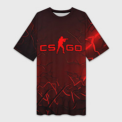 Футболка женская длинная CSGO logo dark red, цвет: 3D-принт