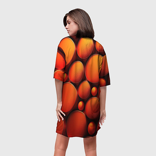 Женская длинная футболка Оранжевы е круглые плиты / 3D-принт – фото 4