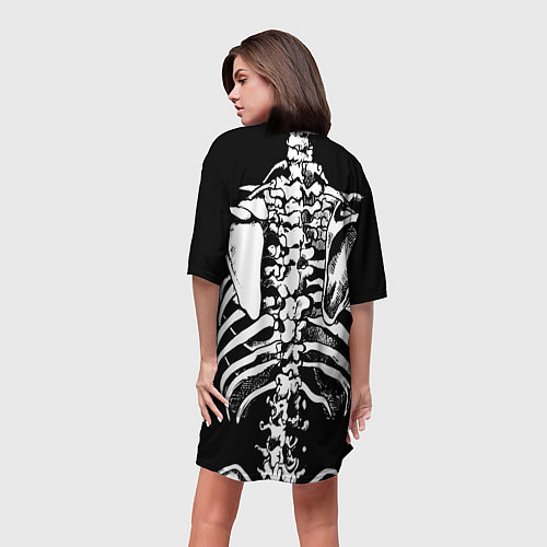 Женская длинная футболка Skeleton ribs / 3D-принт – фото 4