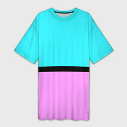 Женская длинная футболка Двуцветный бирюзово-сиреневый