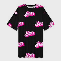 Футболка женская длинная Логотип Кен - патерн, цвет: 3D-принт