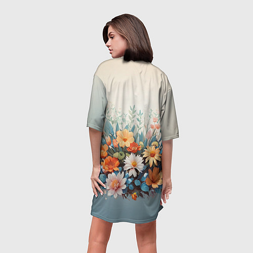 Женская длинная футболка Цветочная лиса / 3D-принт – фото 4