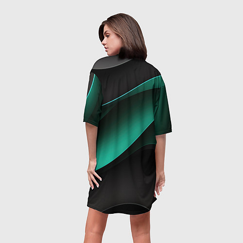 Женская длинная футболка Абстрактная зеленая текстура / 3D-принт – фото 4