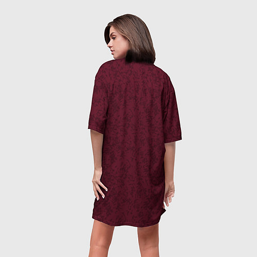 Женская длинная футболка Текстура тёмно-красный / 3D-принт – фото 4