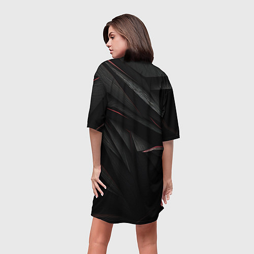 Женская длинная футболка Black texture / 3D-принт – фото 4