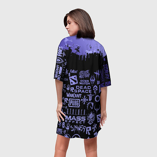Женская длинная футболка Games pattern / 3D-принт – фото 4