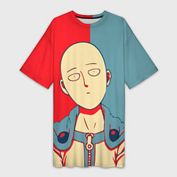 Женская длинная футболка Saitama hero face