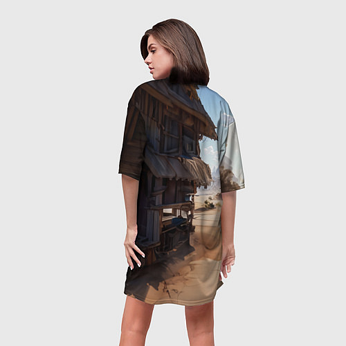 Женская длинная футболка Девушка в стиле киберпанк / 3D-принт – фото 4