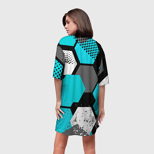 Женская длинная футболка Шестиугольники абстрактный фон / 3D-принт – фото 4