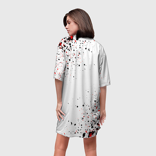 Женская длинная футболка Два самурая / 3D-принт – фото 4