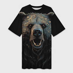 Женская длинная футболка Мощный медведь