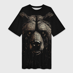 Женская длинная футболка Крупная морда медведя