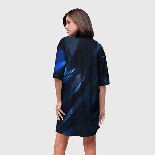 Женская длинная футболка Синяя безгранность / 3D-принт – фото 4