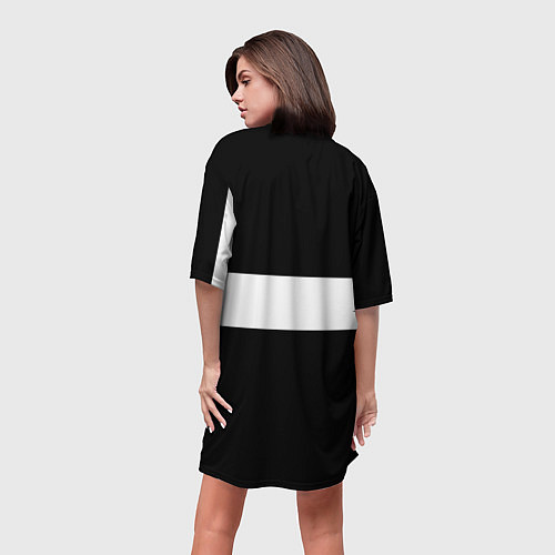 Женская длинная футболка Фольцваген - черный и белый / 3D-принт – фото 4