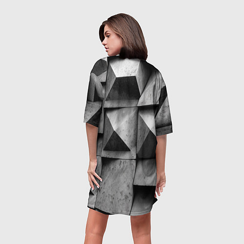 Женская длинная футболка Каменная оптическая иллюзия / 3D-принт – фото 4