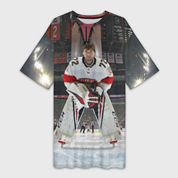 Футболка женская длинная Sergey Bobrovsky - Florida panthers - hockey, цвет: 3D-принт