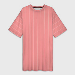 Футболка женская длинная Благородный розовый полосатый, цвет: 3D-принт